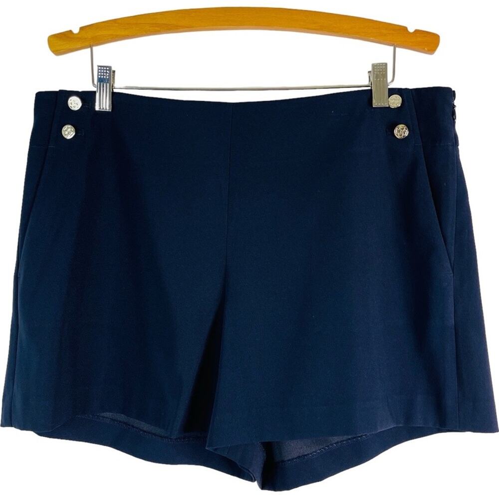 Ann Taylor blue high waisted preppy dressy sailor nautical shorts 12
